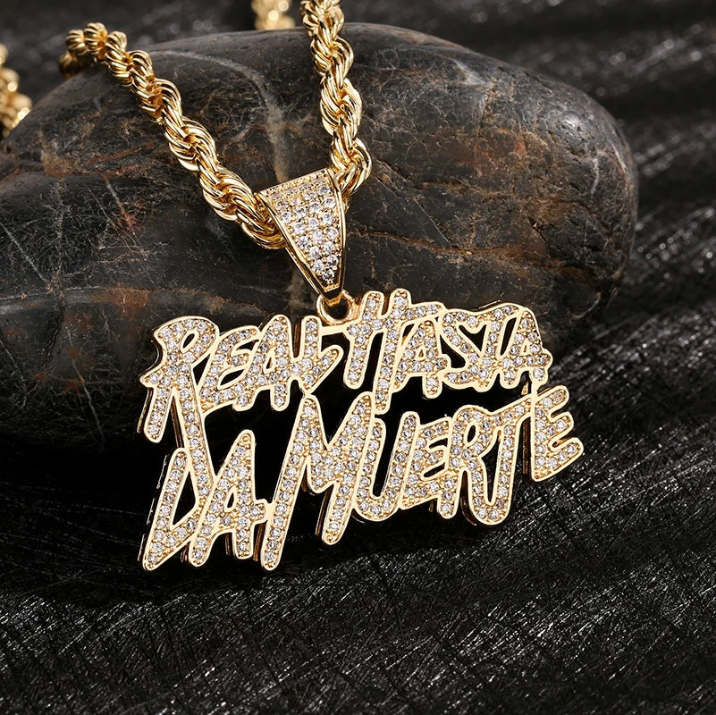 Fashion Real Hasta La Muerte Hip Hop 14k Gold Plated